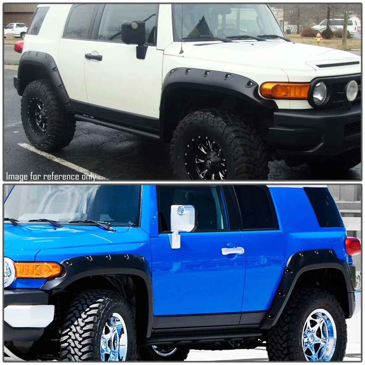Fender Flares For 2007-2014 FJ Cruiser Pocket Riveted Sizetyle (Glossy Bump Texture) - 4 Pieces