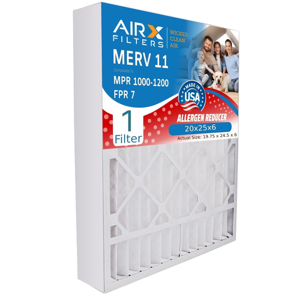 20x25x6 Air Filter MERV 11 Comparable to MPR 1000, MPR 1200 & FPR 7 Compatible with Aprilaire 201 Premium USizeA Made 20x25x6 Furnace Filter 1 Sizeingle Filter by AIRX FILTERSize WICKED CLEAN AIR.