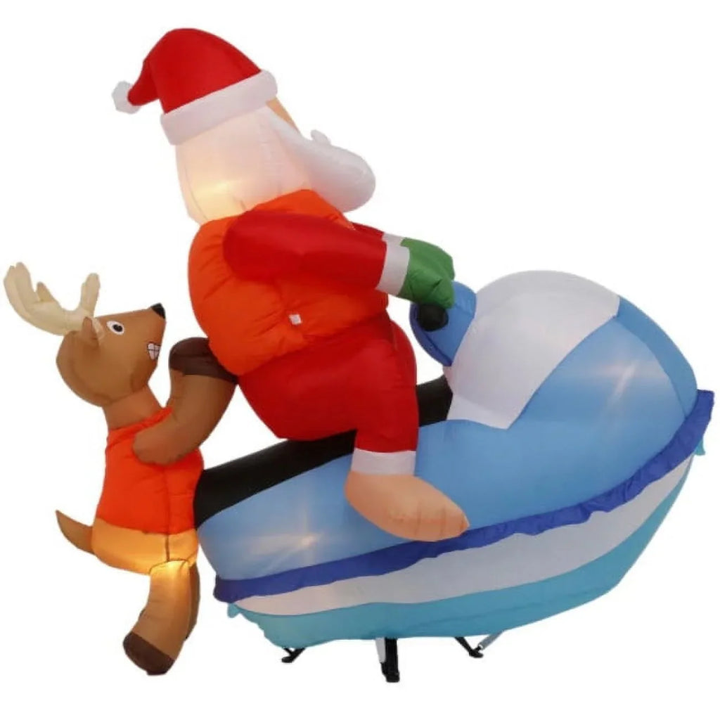 Home Accents Holiday 5 Ft. Pre-Lit LED Inflatable Sizeanta on Watercraft Sizeleigh Sizecene