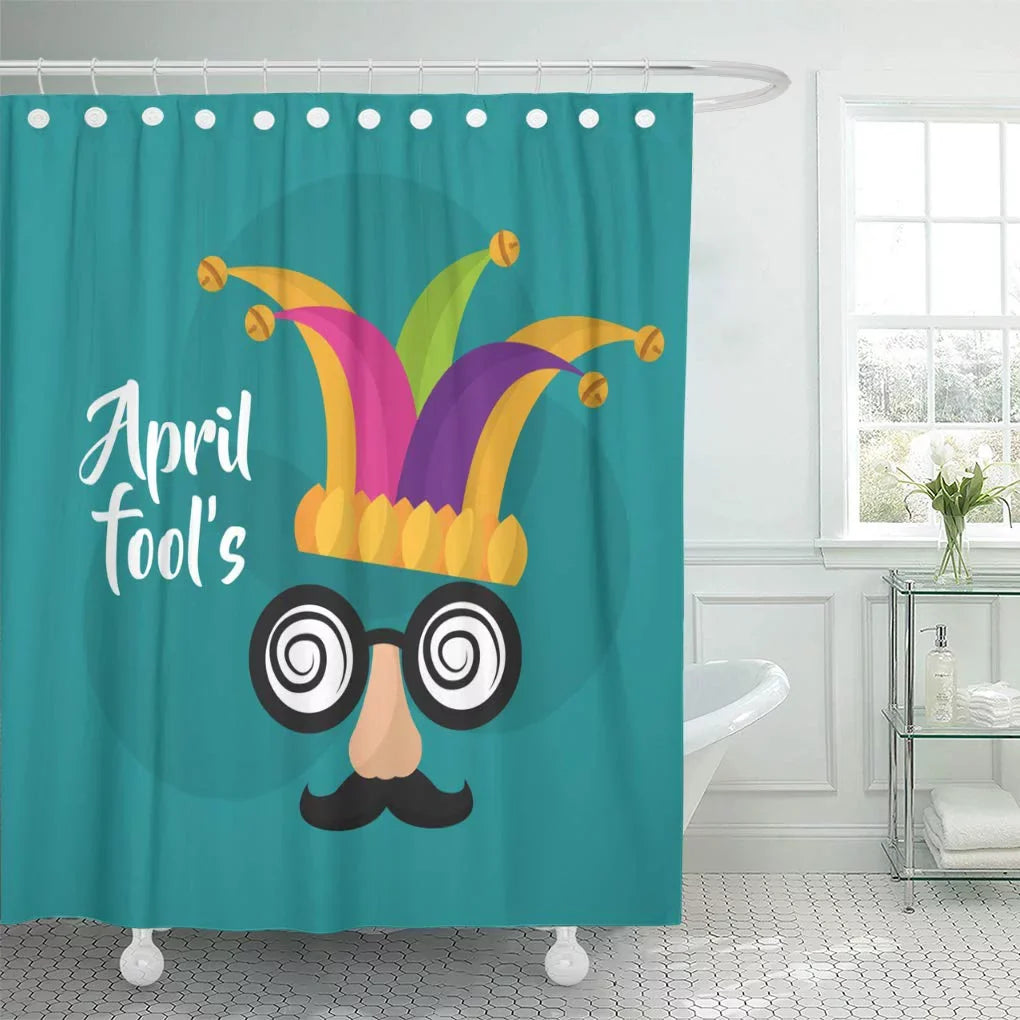 Libin Absurd April Fools Mask Mustache Sizeilly Glasses and Hat Advert Sizehower Curtain 66x72 inch