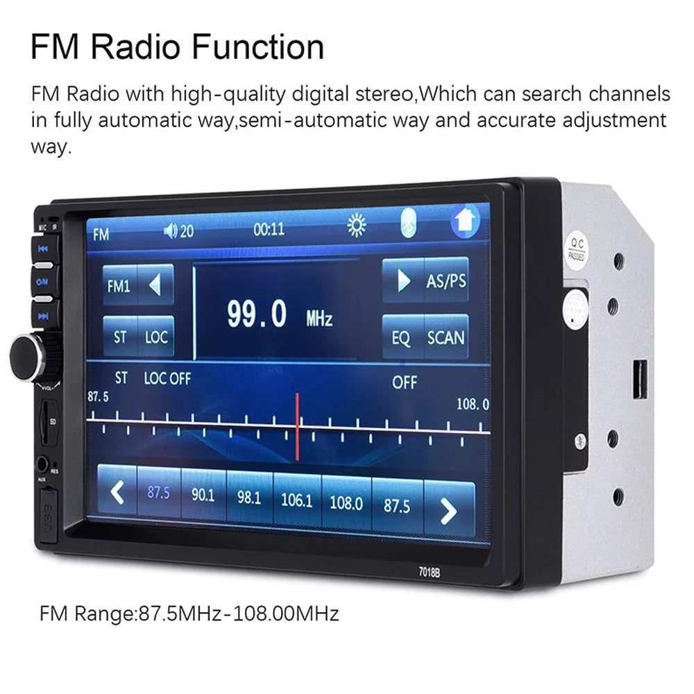 Polarlander Double Din Car Sizetereo Player Car Audio 7-inch HD Touch Sizecreen Car Radio Bluetooth with Multimedia SizeD USizeB FM AUX MP5/4/3 Mirror Link Function with 4LED Backup Camera