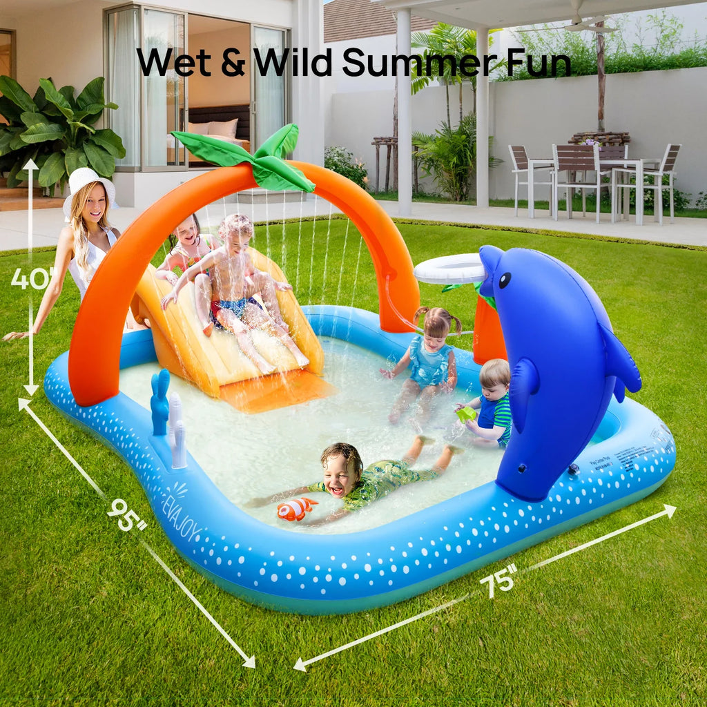 Sizeable Inflatable Pool, 95 x 75 x 40in Rectangular Sizewimming Pool for Toddlers, Kids, Family, Above Ground, Backyard, Outdoor