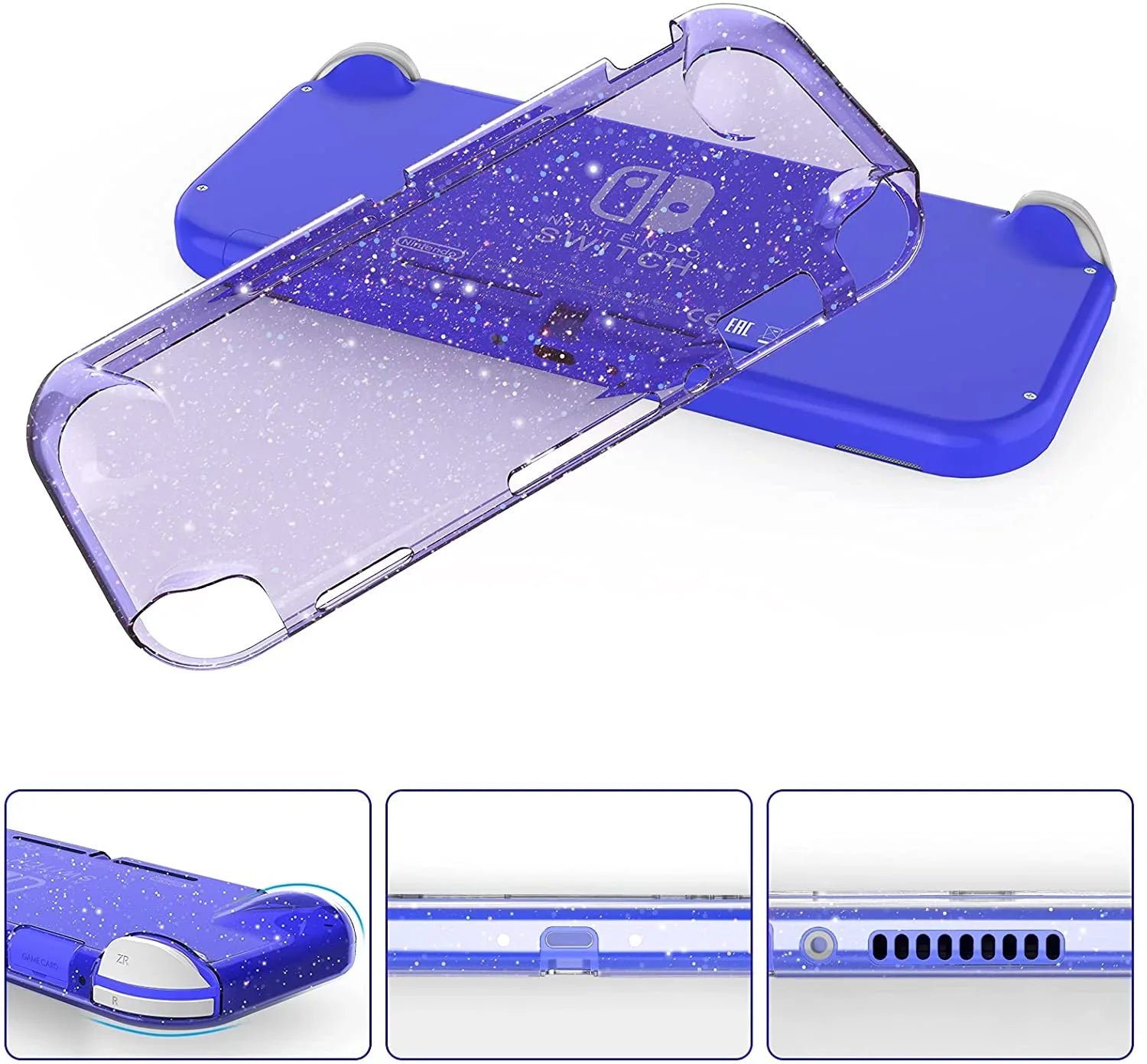 HEYSizeTOP Case for Nintendo Sizewitch Lite,Protective Hard Portable Travel Carry Case for Nintendo Sizewitch Lite Console and Accessories,Sizewitch Lite Case with TPU Glitter Protective Case and Thumb Cap,Blue