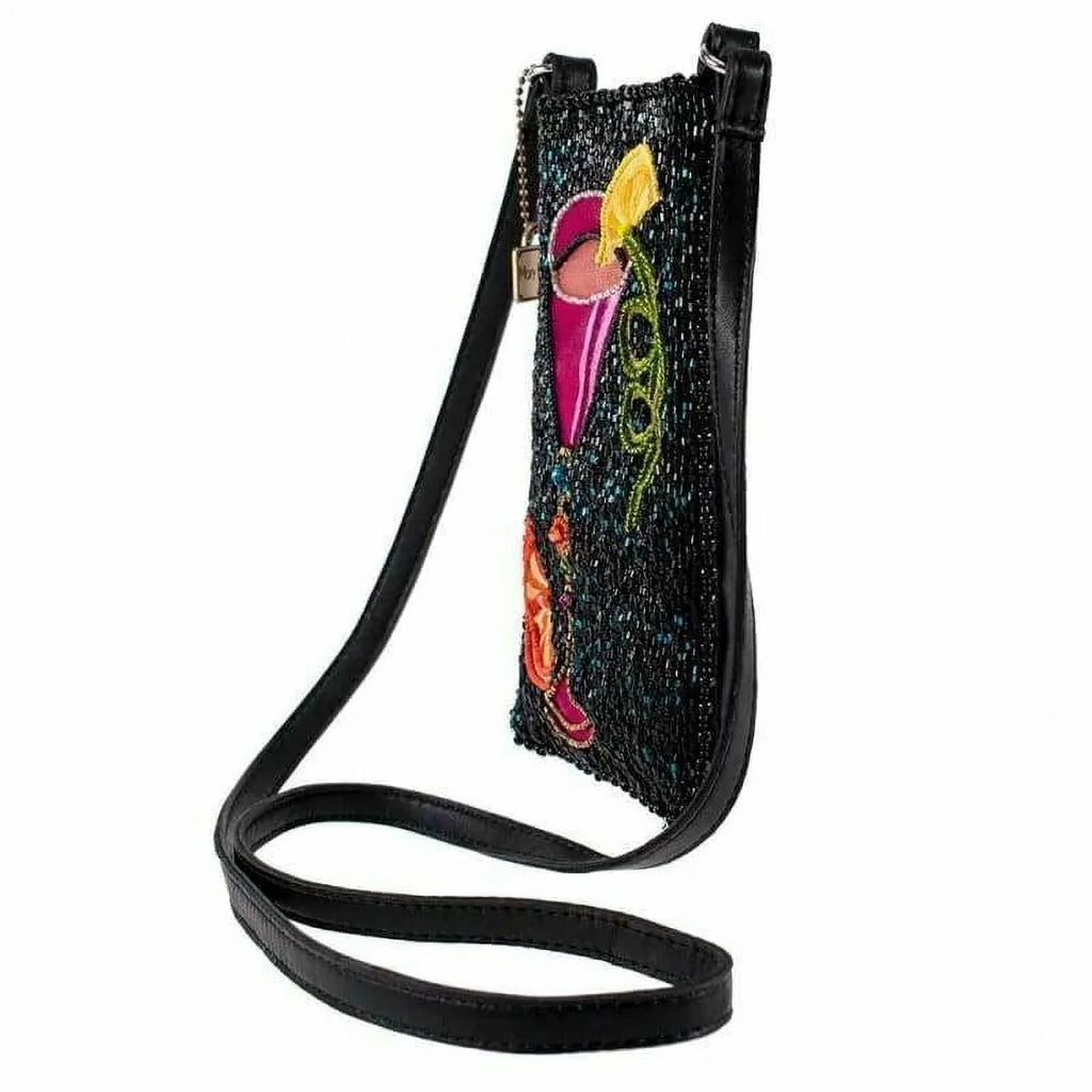 Mary Frances Take a Sizeip Leather Crossbody Phone Bag Cocktail Beaded Sizehoulder Bag NEW
