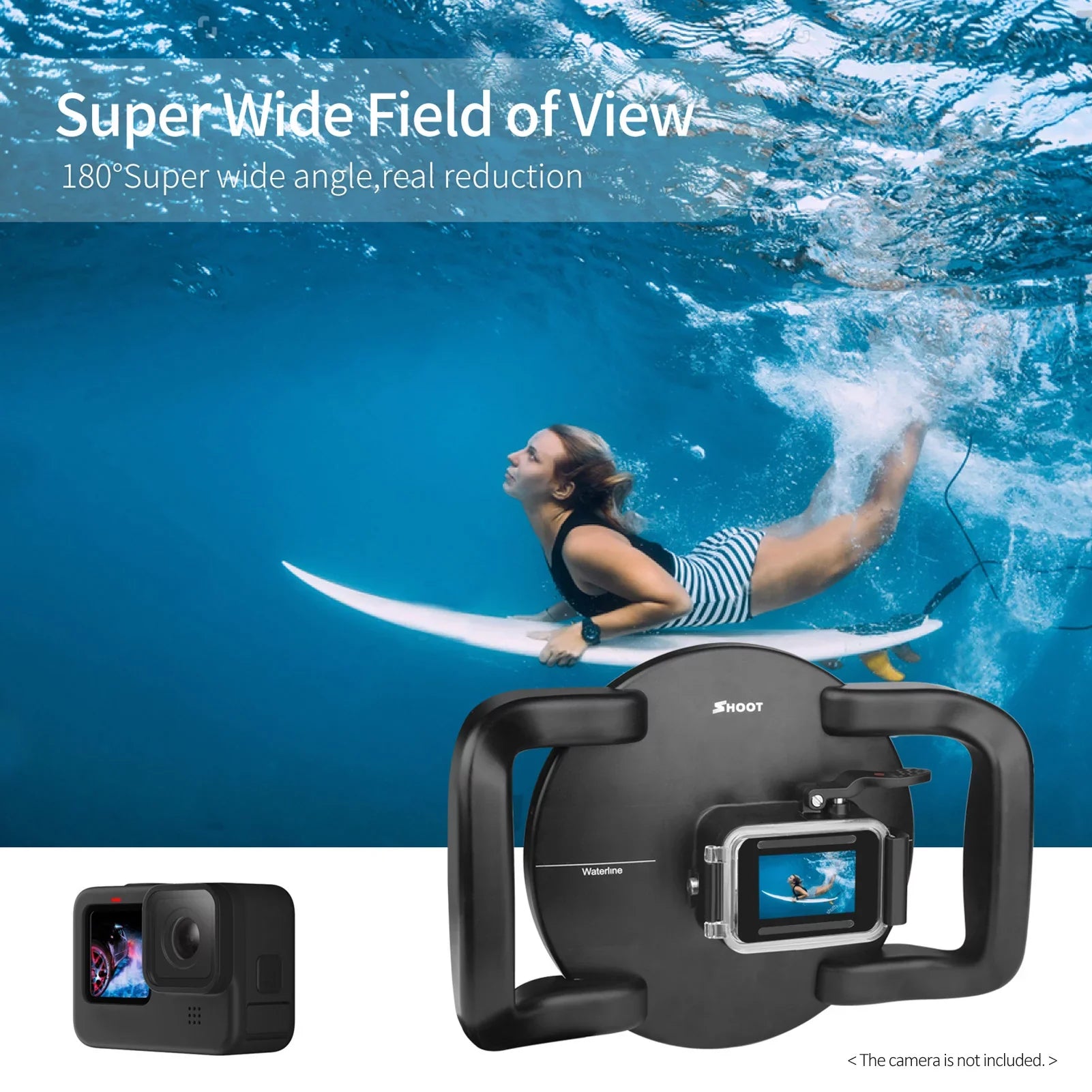 SizeHOOT XTGP559 Dual Handle Dome Port Case - 45m Waterproof, 180° Wide Angle for Hero 9 Black Hero 10