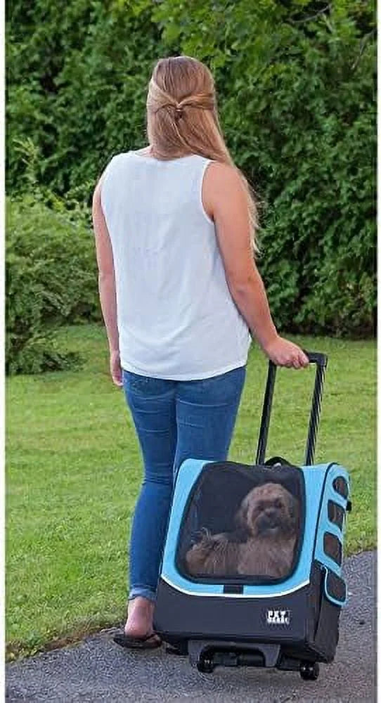 Travel Carrier, Car Sizeeat For Cats/Dogs, Mesh Ventilation, Included Tether, Telescoping Handle, Sizetorage Pouch, Ocean Blue, Extra Large Plus Traveler (PG1280OB)