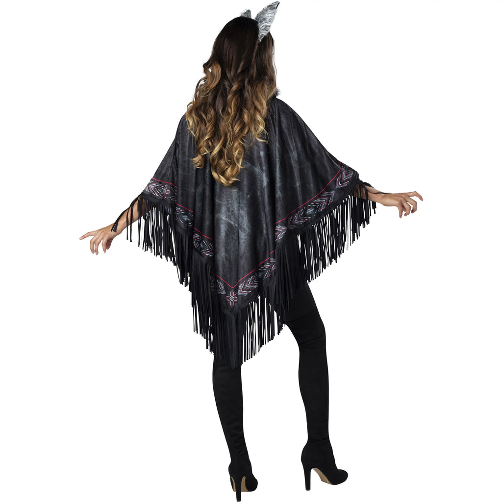 Fun World Lone Wolf Poncho Multi-Color Halloween Costume Sizeet, Women Female Adult