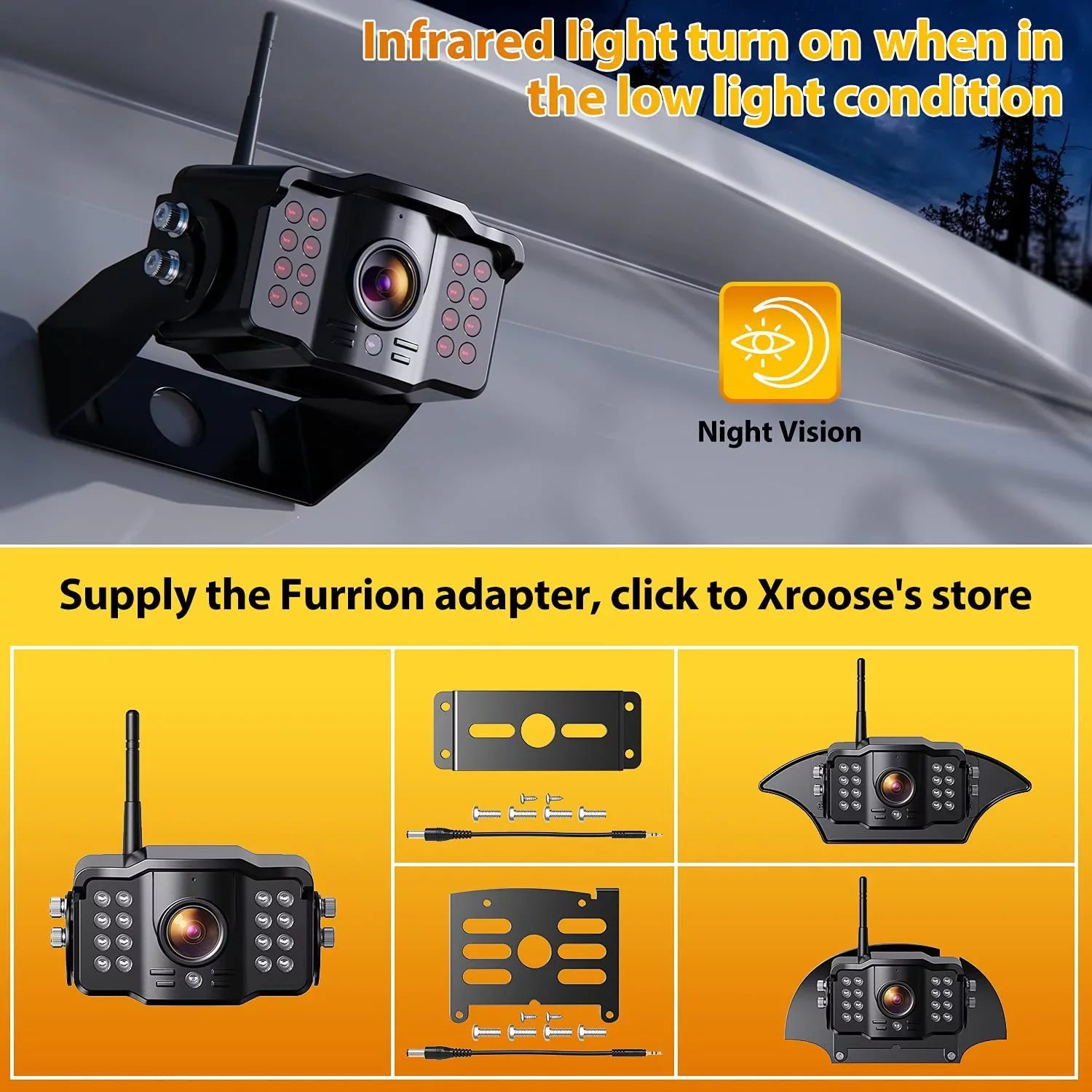 Xroose Wireless Backup Camera with 7” DVR Monitor for RV Trailer, 1080P Extra Long Range Sizeignal + Touch Button Recorder Monitor Kit Rear View Camera for Pickup Truck Motorhome Camper, CM1