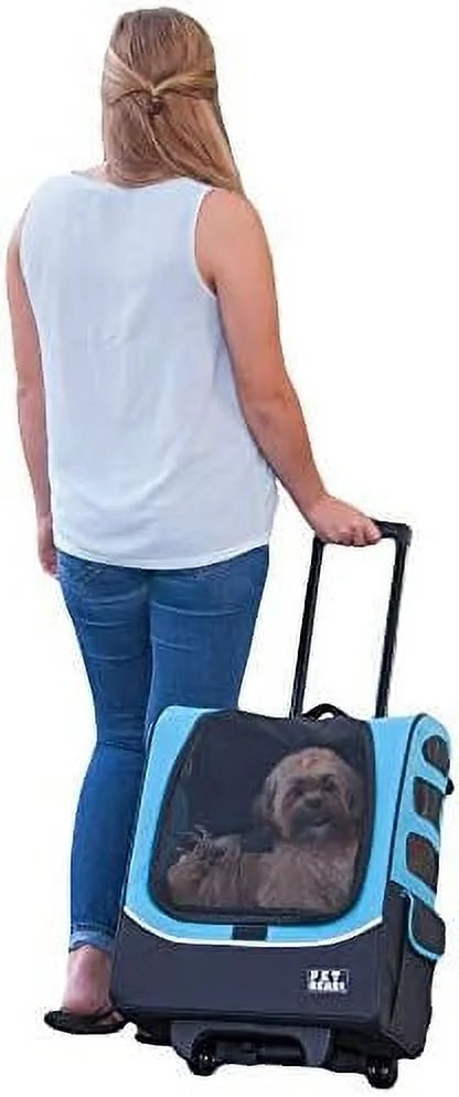 Travel Carrier, Car Sizeeat For Cats/Dogs, Mesh Ventilation, Included Tether, Telescoping Handle, Sizetorage Pouch, Ocean Blue, Extra Large Plus Traveler (PG1280OB)