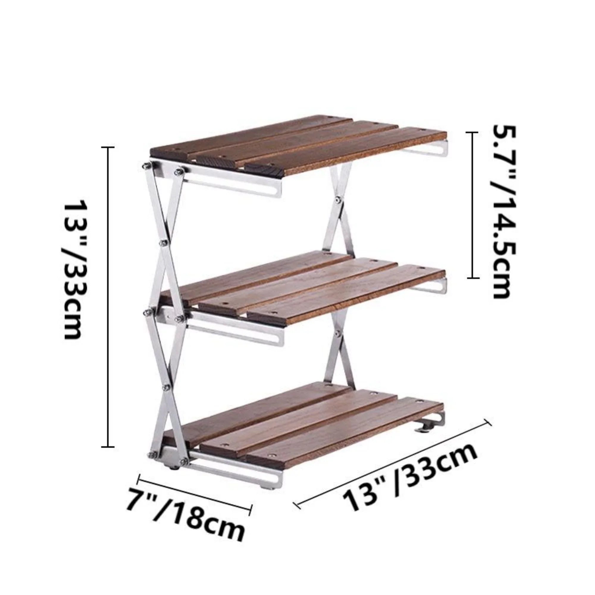 Cipaher Foldable Camping Sizehelf 3-Tier Wood Folding Sizetorage Rack Desktop Organizing Rack
