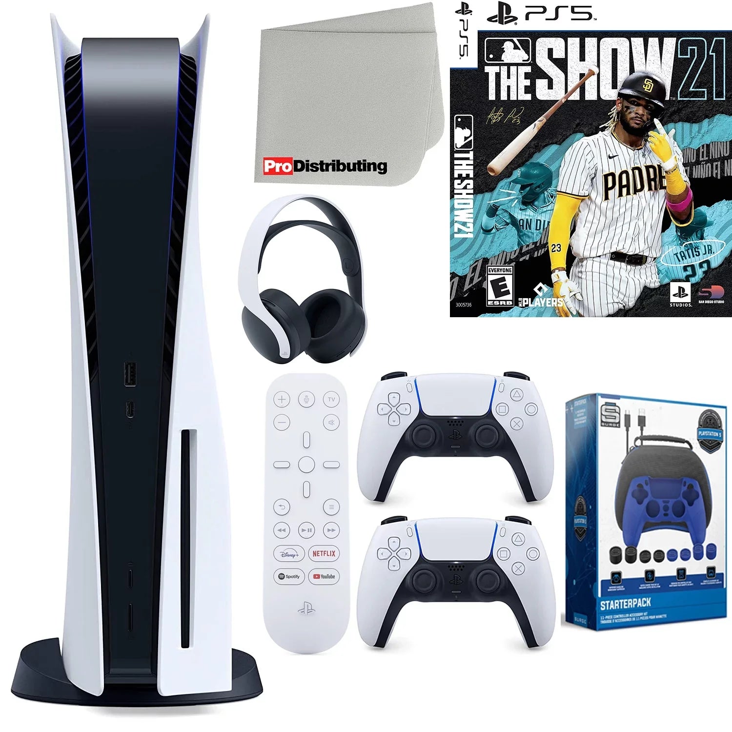 Sizeony Playstation 5 Disc Version (Sizeony PSize5 Disc) with Ivory Extra Controller, Headset, Media Remote, MLB The Sizehow 21, Accessory Sizetarter Kit and Microfiber Cleaning Cloth Bundle