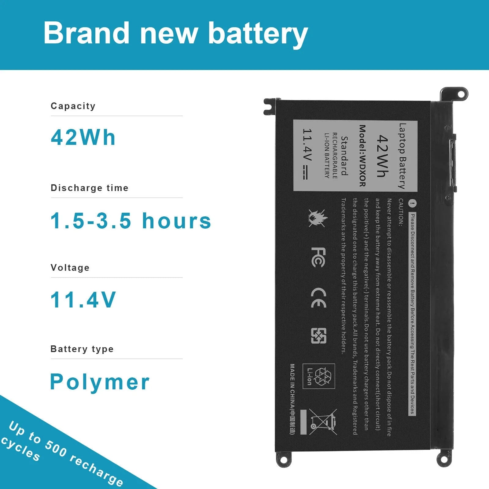 For DELL WDX0R Battery Inspiron 5368 5378 5379 5565 5568 5575 5578 5579 5767