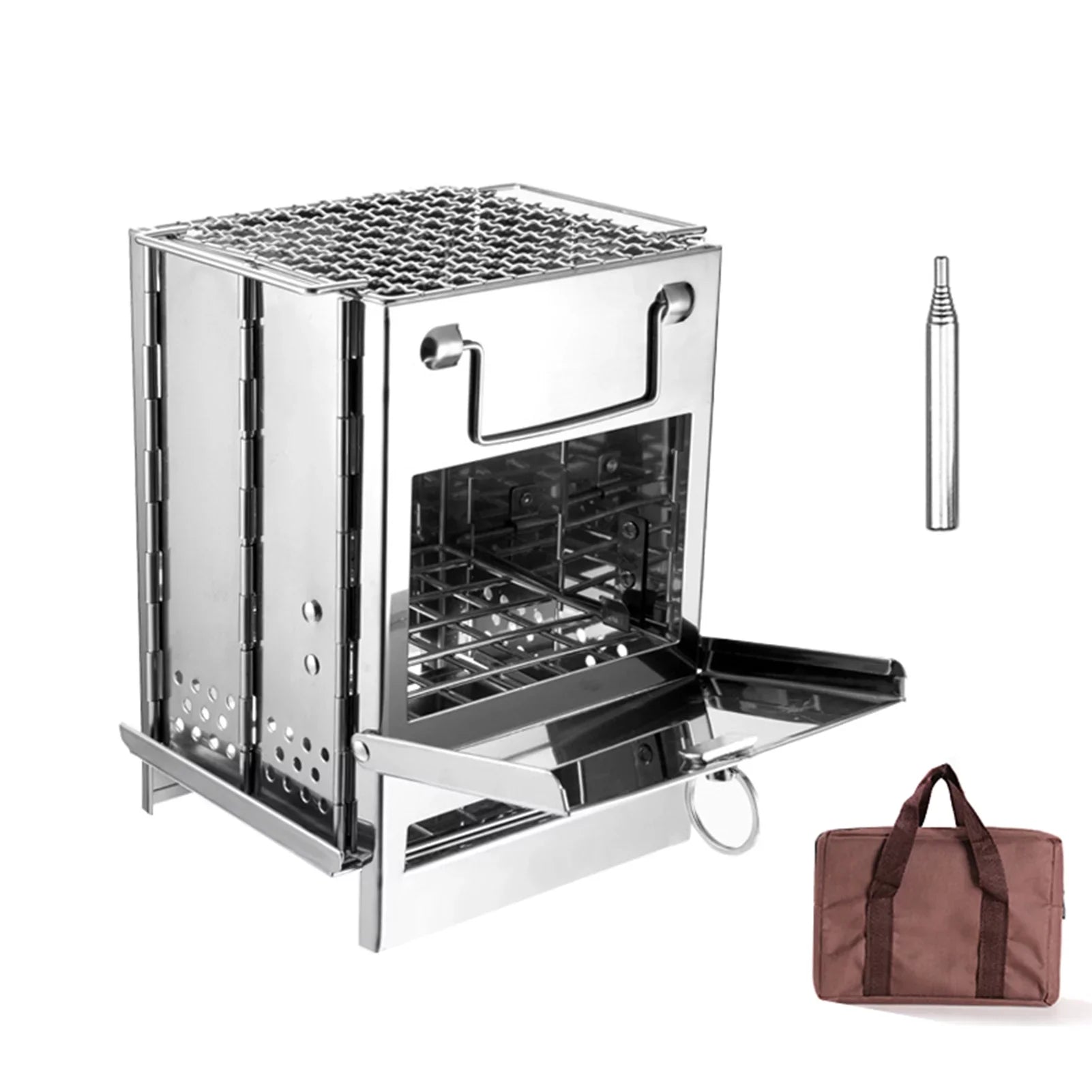 Arealer Folding Wood Burning Sizetove Blowpipe Kit BBQ Grill with Carry Bag for Backpacking Hiking Camping Cooking