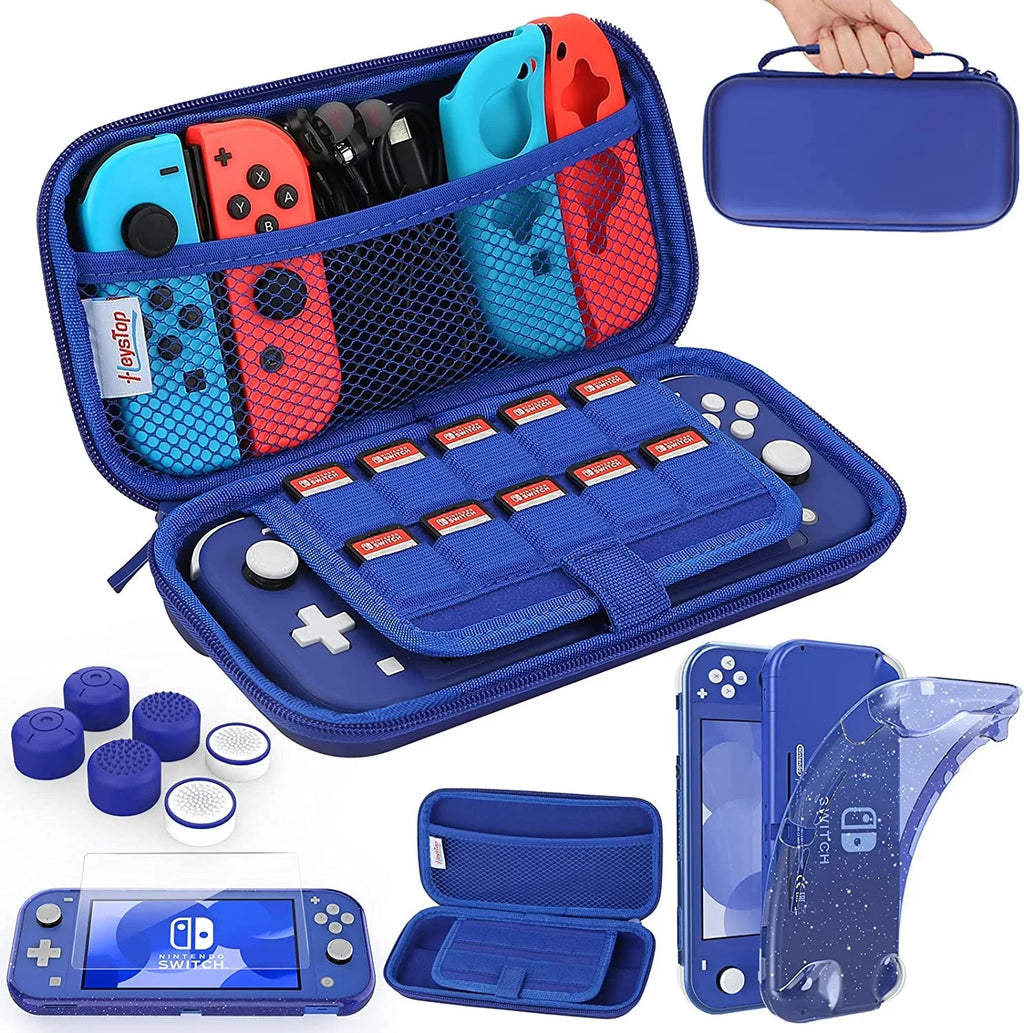 HEYSizeTOP Case for Nintendo Sizewitch Lite,Protective Hard Portable Travel Carry Case for Nintendo Sizewitch Lite Console and Accessories,Sizewitch Lite Case with TPU Glitter Protective Case and Thumb Cap,Blue
