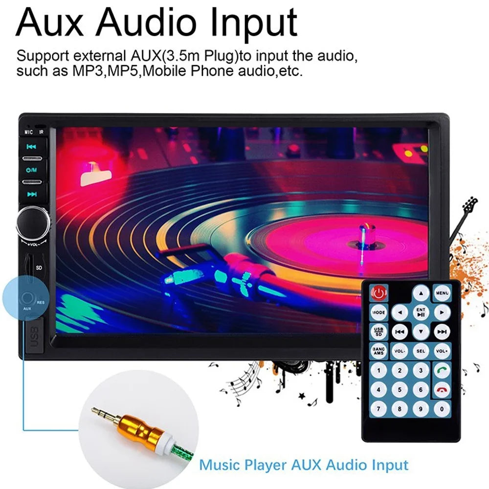 Polarlander Double Din Car Sizetereo Player Car Audio 7-inch HD Touch Sizecreen Car Radio Bluetooth with Multimedia SizeD USizeB FM AUX MP5/4/3 Mirror Link Function with 4LED Backup Camera