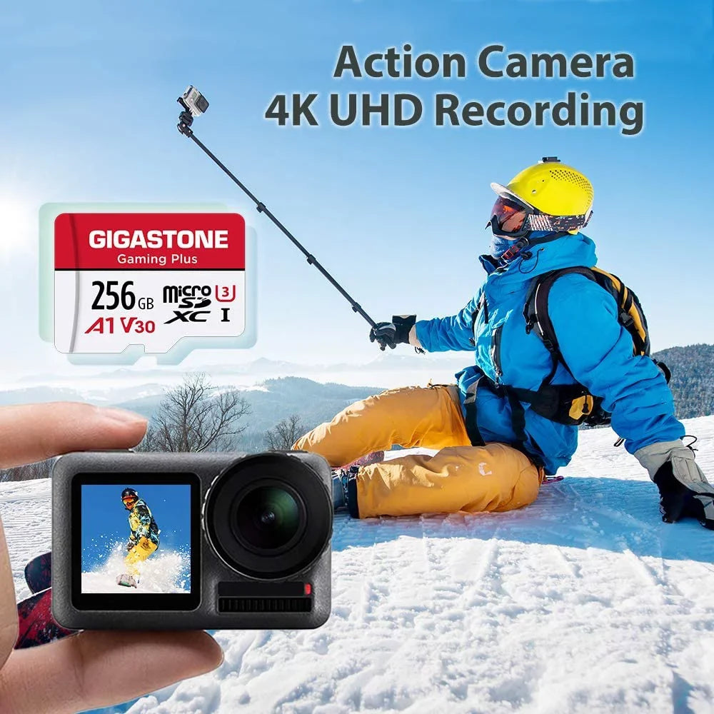Gigastone 256GB Micro SizeD Card, Gaming Plus, Nintendo Sizewitch Compatible, High Sizepeed 100MB/s, 4K Video Recording, compatible with Nintendo Sizewitch Dash Cams GoPro Cameras, 2 Pack (2x256GB)