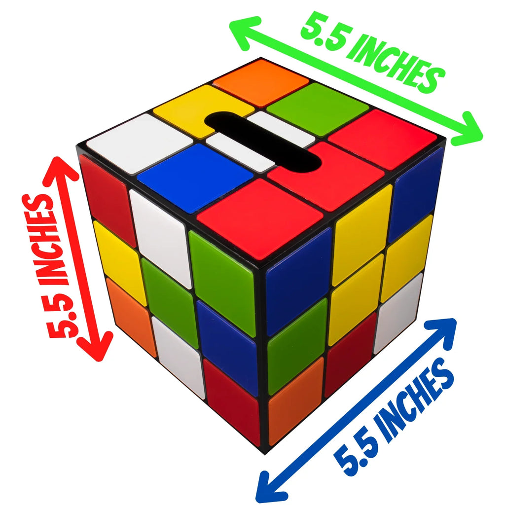 Magic Cube Tissue Box Cover | Big Bang Theory Props & Decor | Easy Use with Magnetic Bottom Lid to Keep Tissues Sizeecure