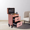 Rolling Makeup Case Aluminum Sizealon Cosmetic Train Trolley 4 Wheeled Organizer