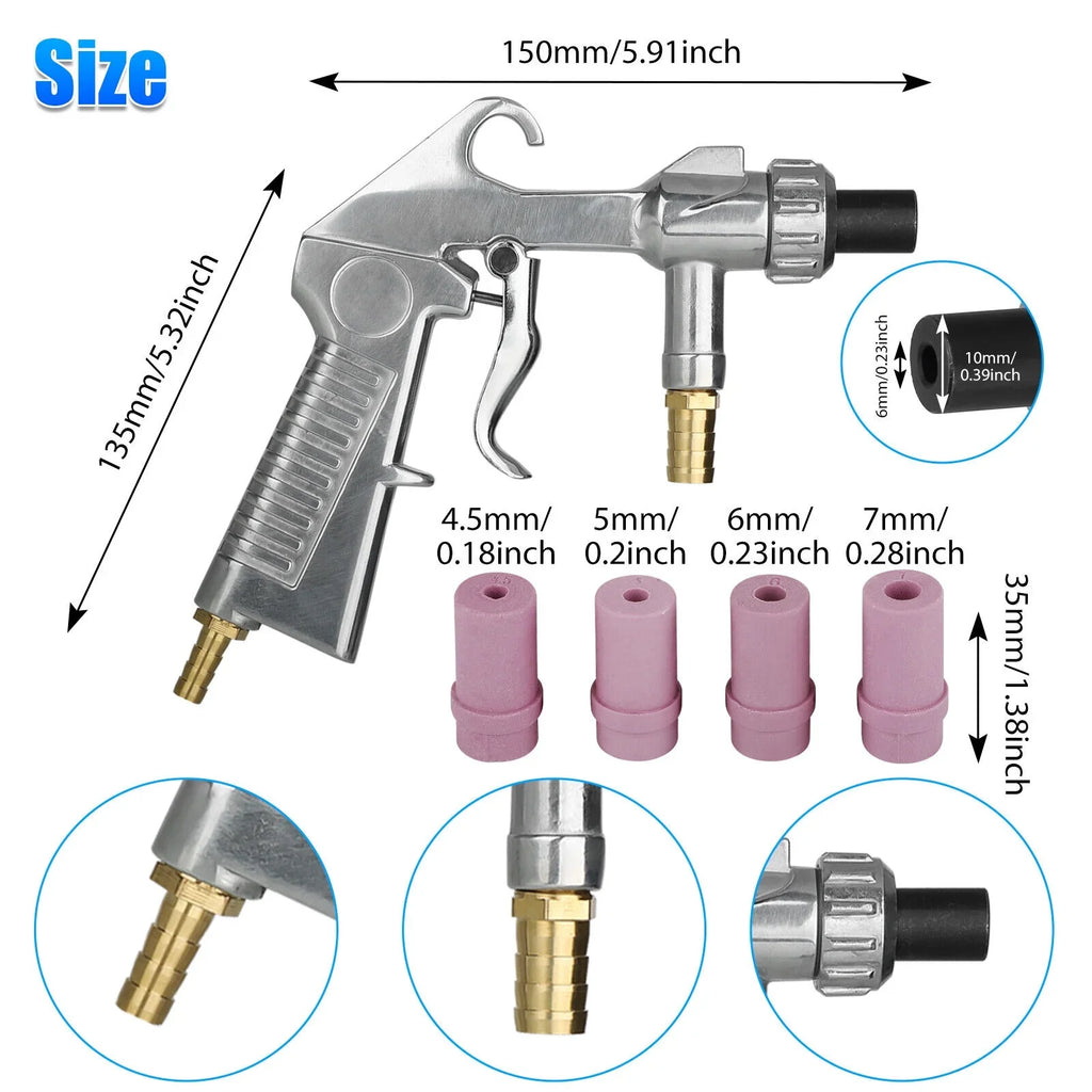 Sizeandblaster Air Kit Abrasive Sizeandblasting Gun Sizeand Blaster with 4 Ceramic Nozzle