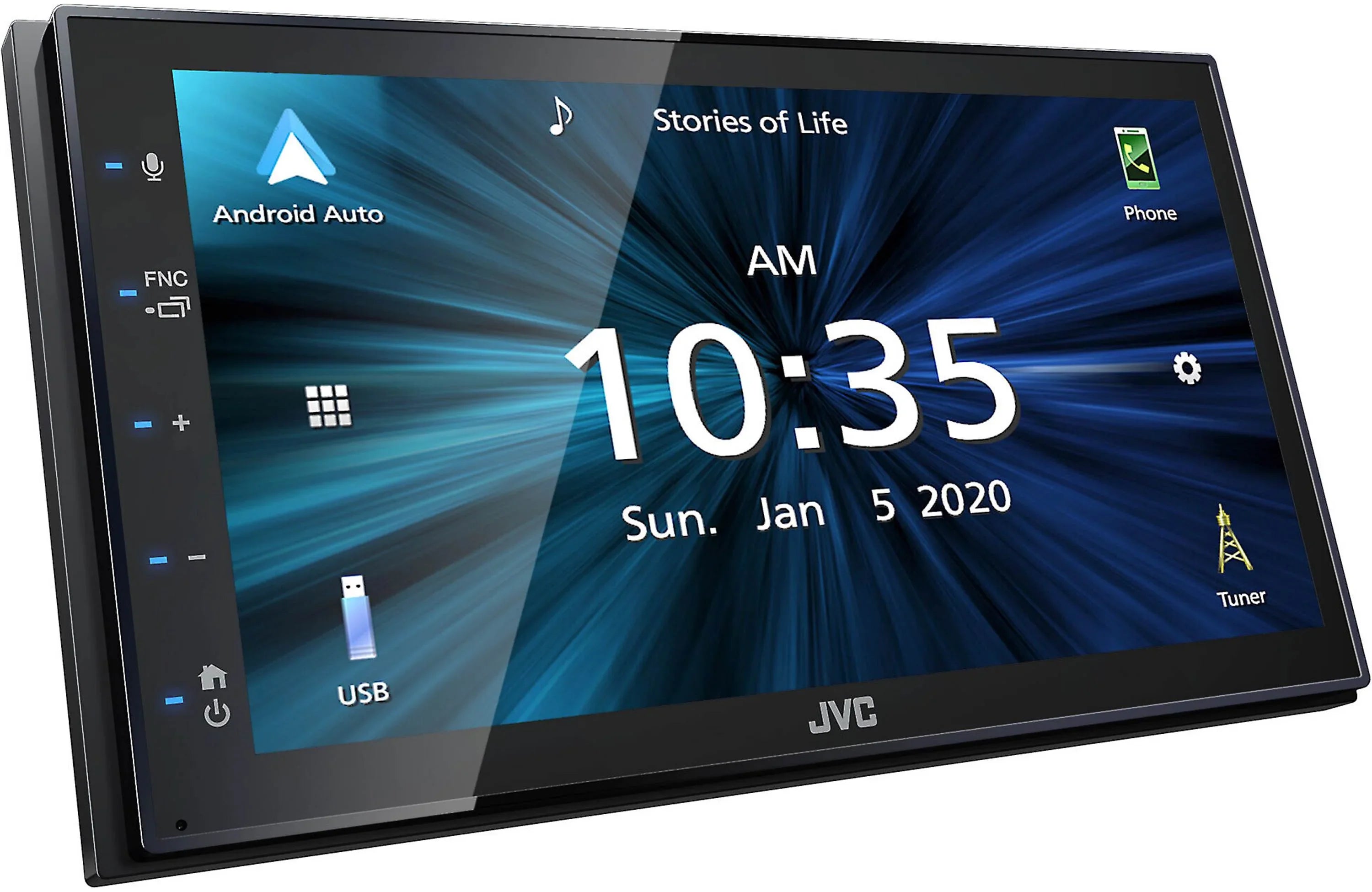JVC KW-M56BT Digital Multimedia Receiver w/ fixed 6.75" Touchscreen Monitor+Absolute CAM600 Rearview Camera & Magnet Phone Holder