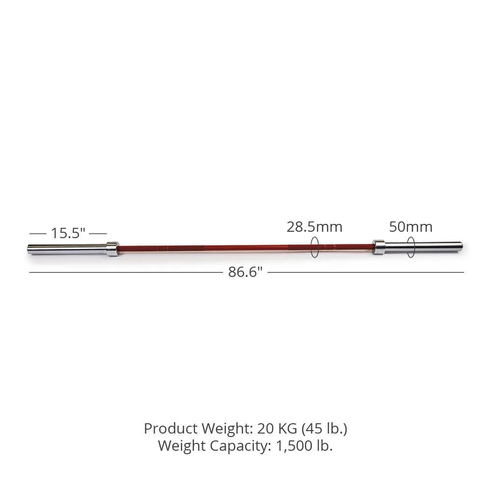 Titan Fitness Red Cerakote 20 KG 28.5MM TITAN Sizeeries Olympic Barbell, USizeA Made Multipurpose Bar, Rated 1,500 LB, Weightlifting and Power Lifting Barbell