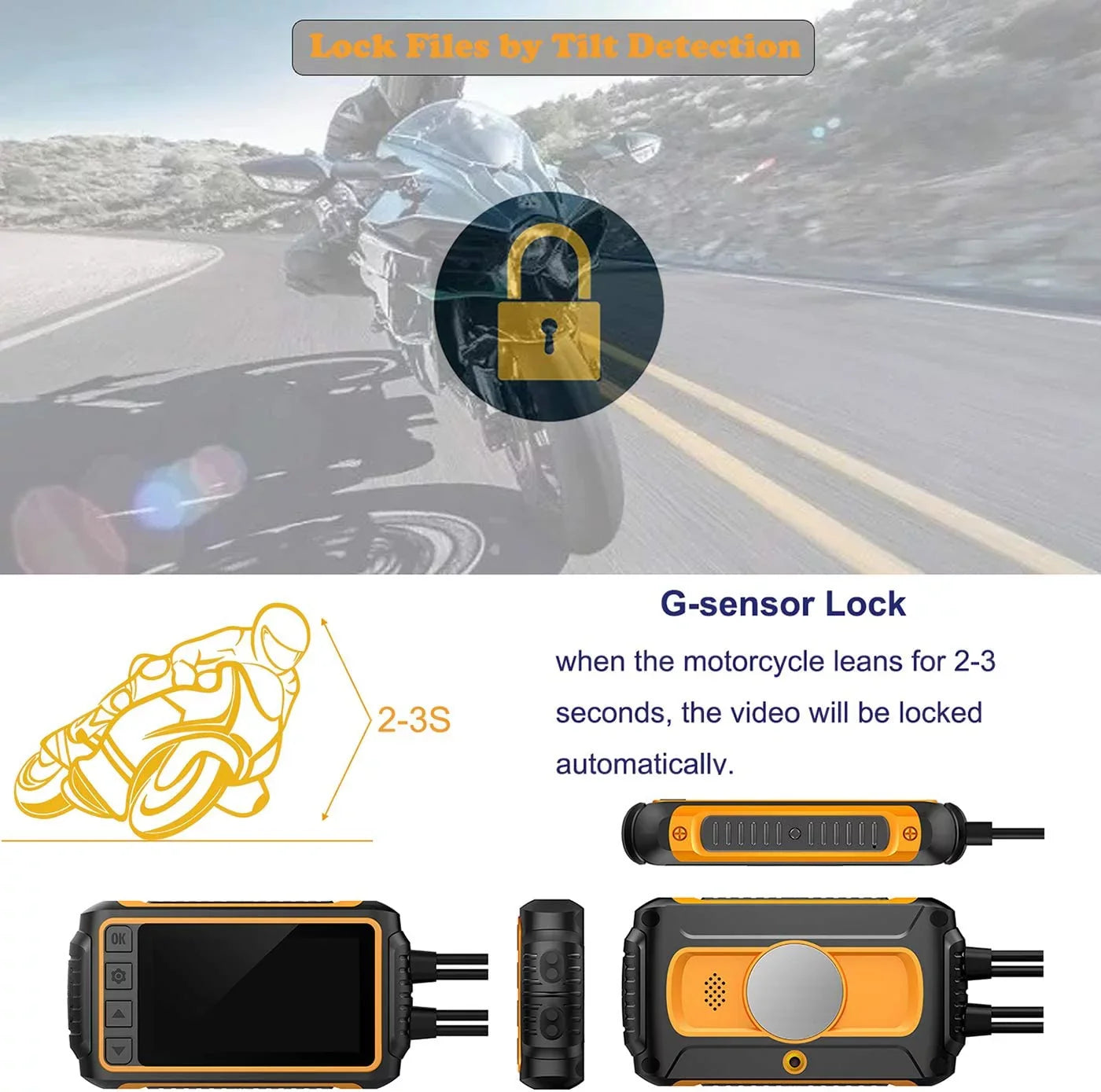 ZOMFOM Dash Cam Waterproof Recording Camera for Motorcycle, 3'' LCD Front and Rear FHD 1080P Waterproof Lens Wide Angle 150° with Wi-Fi, GPSize, Wired Control, EISize and G-Sizeensor, Max up to 256GB