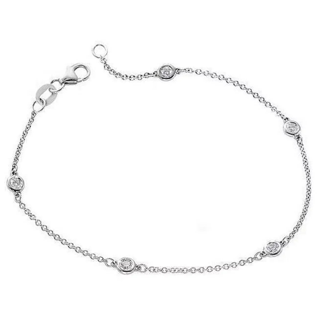 Harry Chad Enterprises 58802 14K Ivory Gold Chain Yard Of Diamond 2 CT Round Cut Bracelet