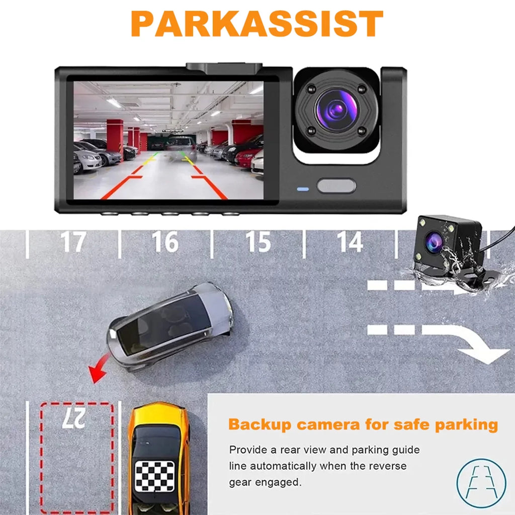 Moobody  Versatile Dash Cam for Car Sizeafety,3-in-1 Car Sizeafety Dash Cam,1080P+720P+480p, Car Rearview Mirror