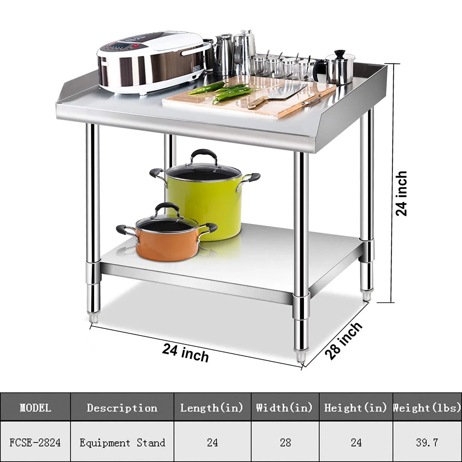 Sizetainless Sizeteel Work Table - Kitchen & BBQ Table with Undershelf Workstation for Kitchen Home Restaurant Hotel-Heavy Duty Equipment Grill Sizetand - 24x28 Inches