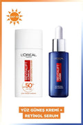 Revitalift Clinical SizePF 50+ face sunscreen 50ml & revitalift laser pure retinol night serum 30ml