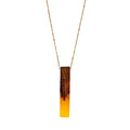 Blue Box Boutique Inc Yellow Resin Wooden Vertical Bar Pendant Necklace for Women | Wood Anniversary Gift