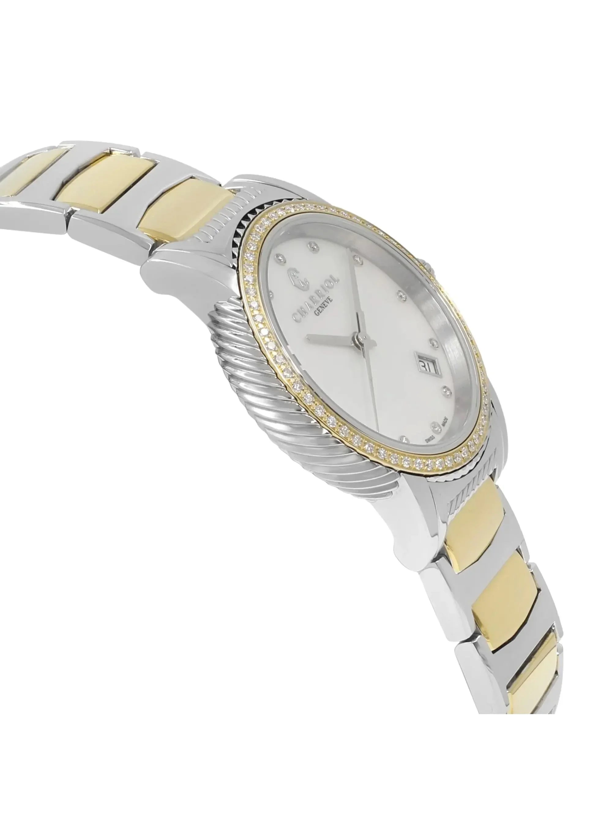 New with defects Charriol Parisii 0.40cttw Quartz Ladies Watch P33SizeY2D.921.001