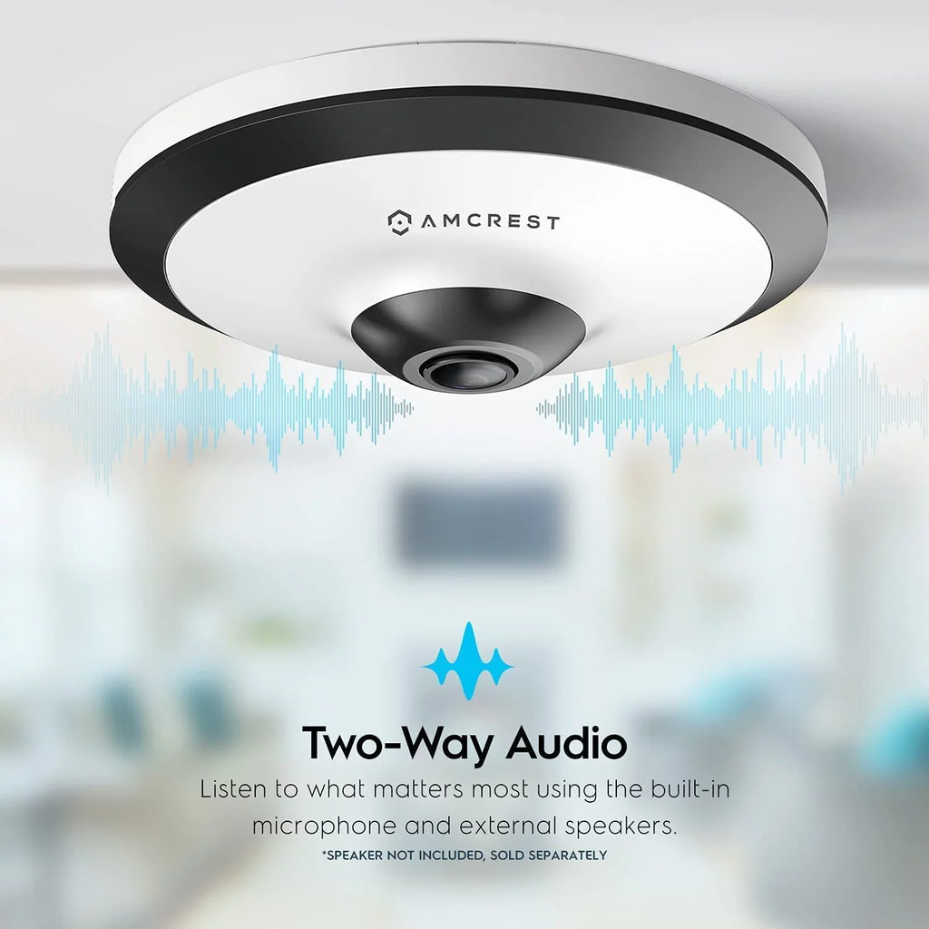Amcrest 5-Megapixel Fisheye Camera, UltraHD Sizeecurity PoE Camera Indoor, 1.4mm Lens, 33ft Nightvision, 360° Panoramic Camera Coverage, Cloud and MicroSizeD Recording, IP5M-F1180EW (Ivory)