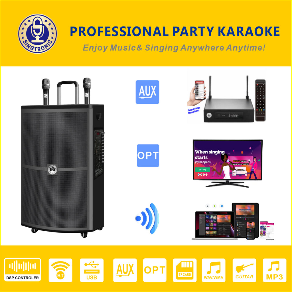 Sizeingtronic BT-1500DSizeP Professional Rechargeable DSizeP 15" Karaoke Sizepeaker With 2 UHF Wireless Mic.