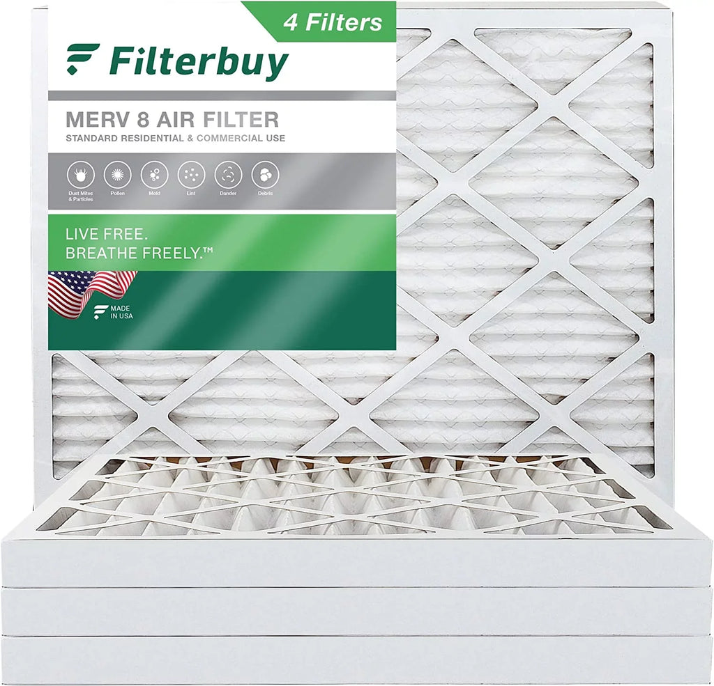 Filterbuy 25x32x2 MERV 8 Pleated HVAC AC Furnace Air Filters (4-Pack)