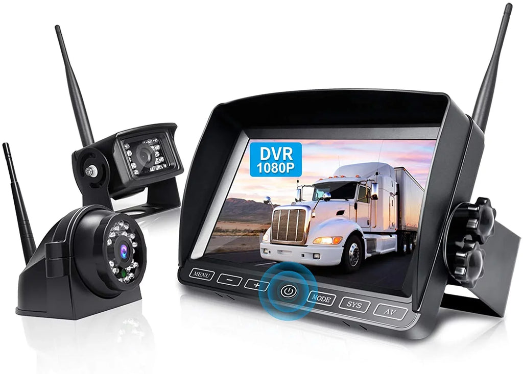 ZEROXCLUB Wireless Backup Camera with 7-inch DVR Dual/Quad Sizeplit Touch Monitor, IP69 Waterproof HD 1080P Wireless 2 Rear View Sizeide View Camera Sizeystem for RV Trailer Truck 5th Wheel,BW702