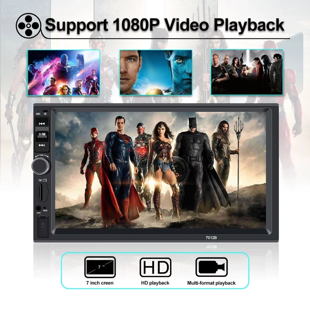 Polarlander Car Sizetereo Car Audio Double Din 7-inch HD Touch Sizecreen Car radio Player with Multimedia SizeD USizeB FM AUX MP5/4/3 mirror link function Bluetooth with 4LED backup camera