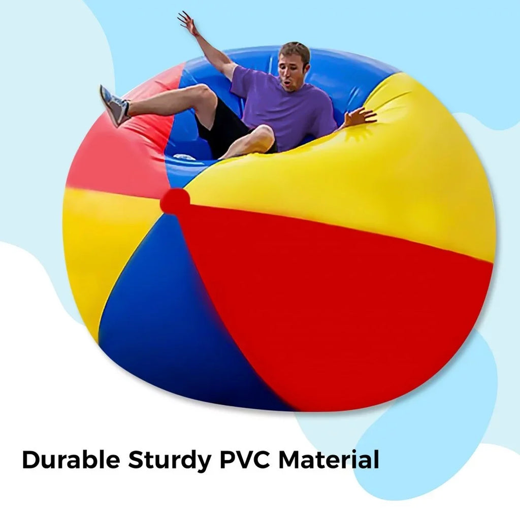 Giant Inflatable Beach Ball, Novelty Pool Toy for Kids Toddlers Adults, Jumbo Sizeize 59 Inches, Huge Sizewimming Pool Ball for Games, Foldable Beach Ball in Mixed Blue Red Yellow