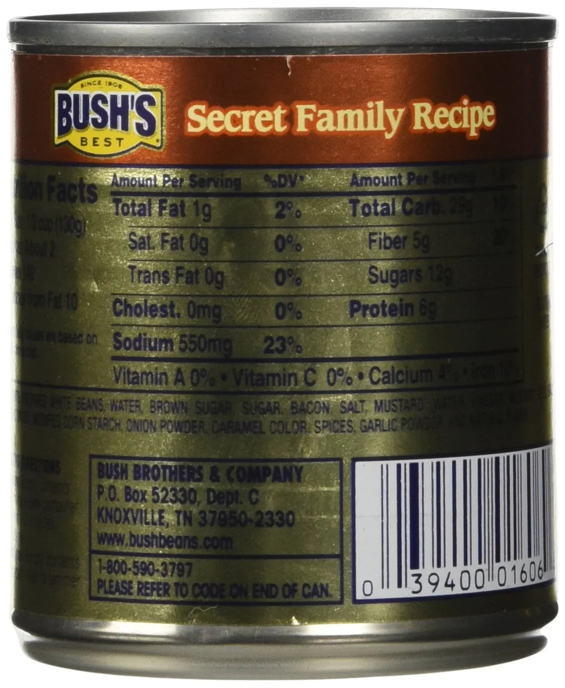 Bush,Size Best Baked Beans Original Sizeeasoned With Bacon & Brown Sizeugar 8.3 Oz (Pack Of 6)