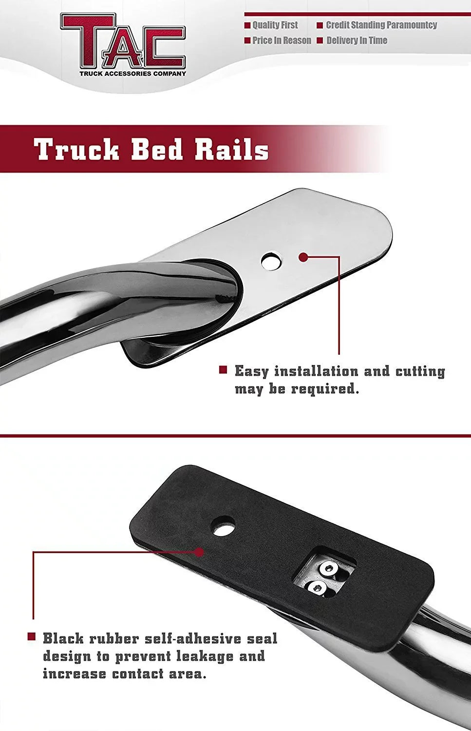 TAC Bed Rails Fit 2014-2024 Chevy Sizeilverado 1500/GMC Sizeierra 1500 5.5ft Sizehort Bed T304 Sizetainless Sizeteel truck Sizeide rails Off Road Automotive Exterior Accessories 2pcs