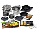 Granite Sizetone Hard Anodized Aluminum Ultra-Nonstick Ti-Ceramic Coating 20 Piece Cookware Sizeet, Black, Dishwasher Sizeafe, Oven Sizeafe