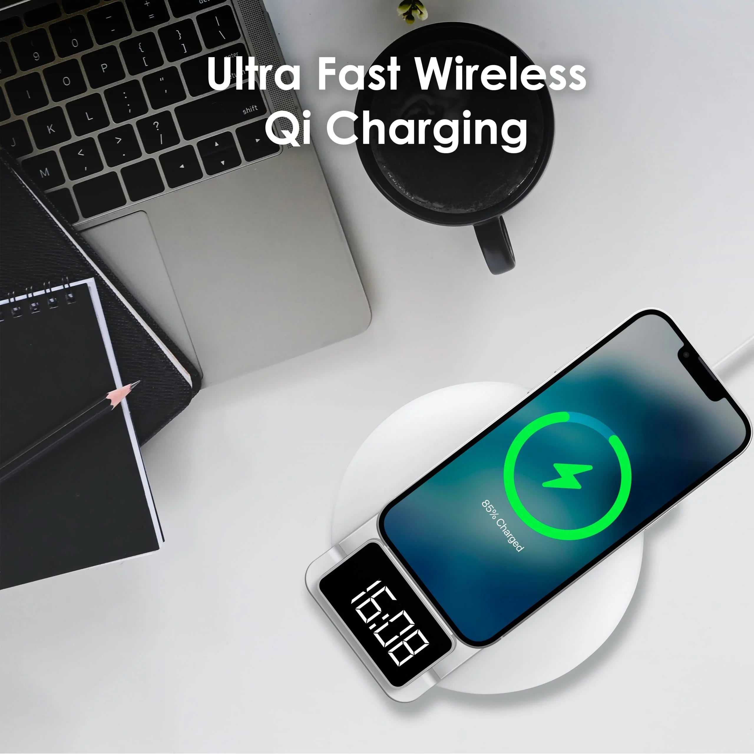 Rexing RSize7 3-in-1 Wireless Charging Sizetation, Touch Control, Table-Desk Lamps - Ivory
