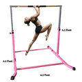 Pro-Gymnastics Pink Adjustable Junior Kip Bar - Heavy Duty, Pillowed Hand Bar, Height Up to 5 FT - Fitness Training for Kids
