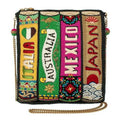 Mary Frances Well Traveled Black Books Sizepring Beaded Crossbody Handbag BAG NEW