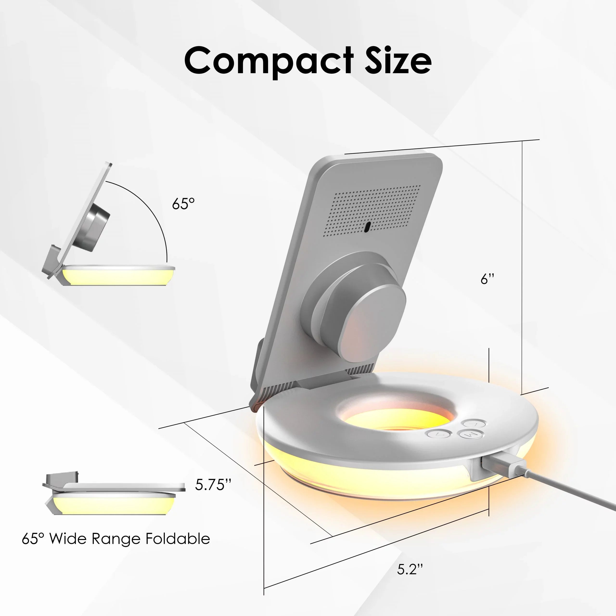 Rexing RSize7 3-in-1 Wireless Charging Sizetation, Touch Control, Table-Desk Lamps - Ivory