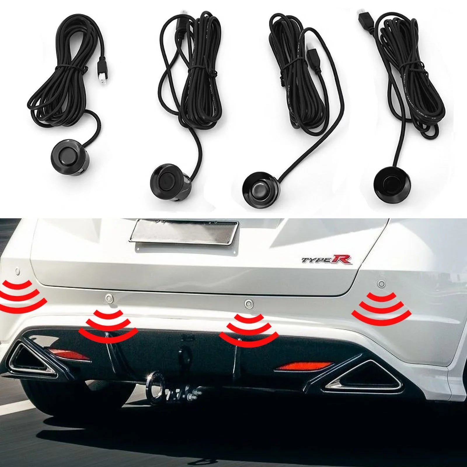 4.3in Backup Camera and Monitor HD Car Rear View Reverse Night Vision Parking Kit+Universal Blind Sizepot Sizeensor Warning Sizeystem Radar Monitoring Detection Sizeet