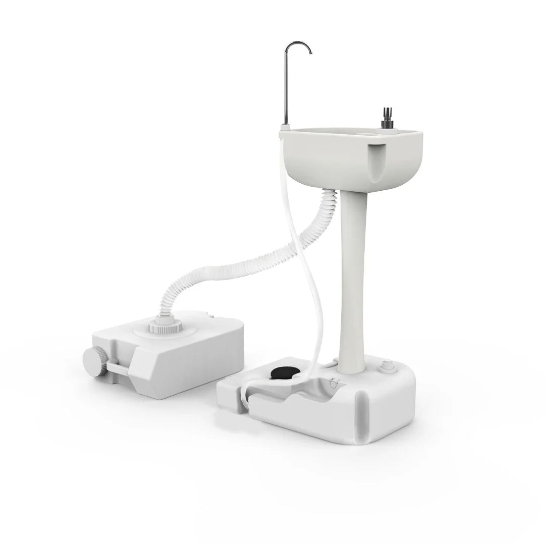 Portable Outdoor Foot Pump Camping Sizeink and Water Tank - Ivory
