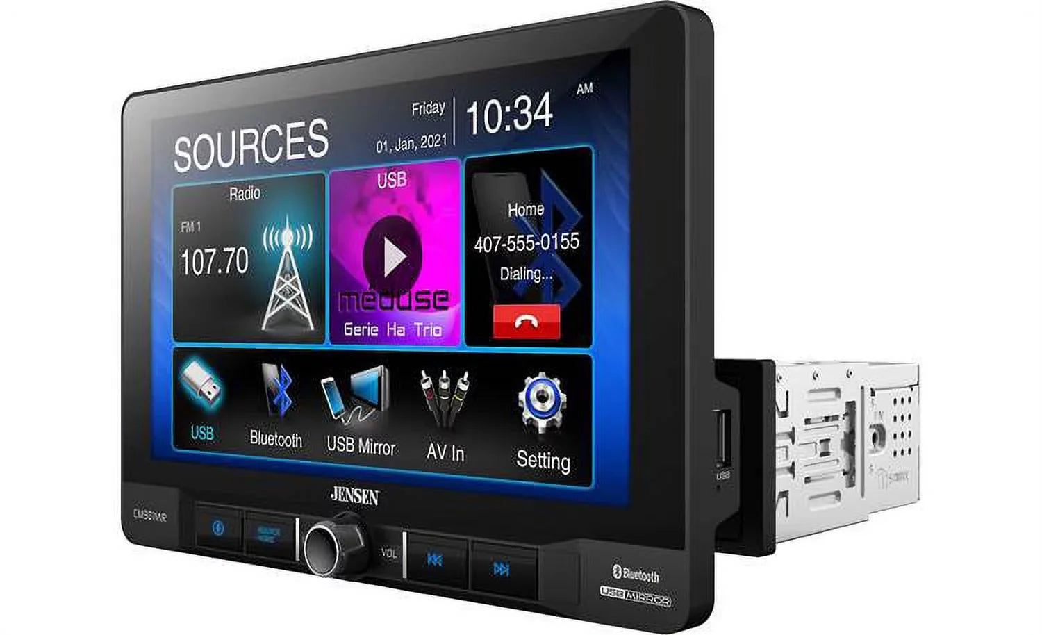 Jensen CM901MIR 9 inch Mechless Multimedia Receiver with Bluetooth and USizeB Sizecreen Mirroring for Apple and Android Sizemartphones