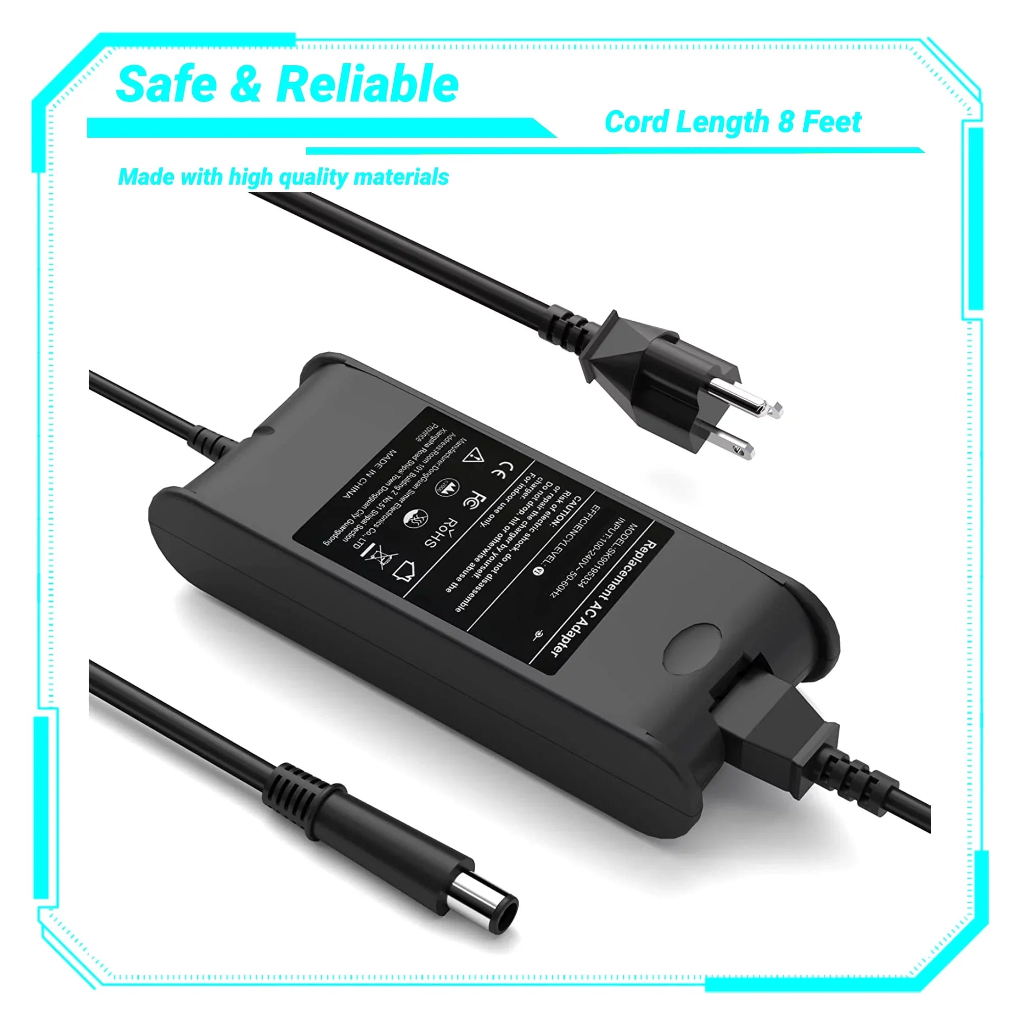 KONKIN BOO Compatible 90W 19.5V AC Power Adapter Battery Charger Replacement for Dell 1150,1501,6000,6400,6000D,8500,8600,D631,D800,100L,131L,XT,X300,E5400,E5500,E6400,E6400 ATG,E6500,Precision M20