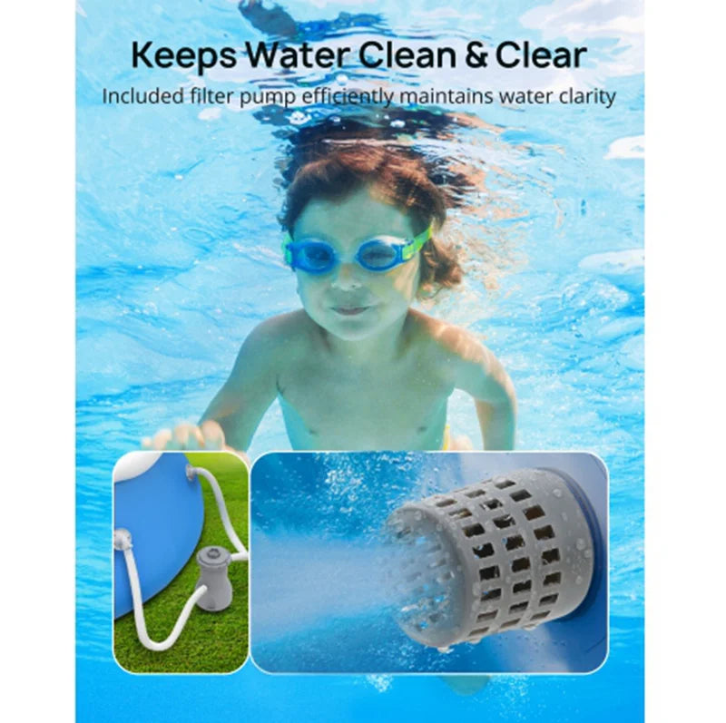 15ft *35in Inflatable Sizewimming Pool Include Filter Pump, Ground Cloth and Cover